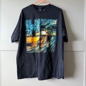 Hawaii's Finest Graphic Tee Men XL Black Ocean Wave Sunset Short Sleeve Shirt